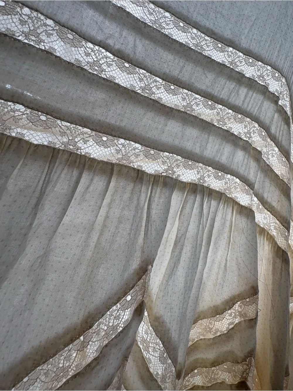 Free People Ivory Sheer Lace Chevron Asymmetrical Tunic